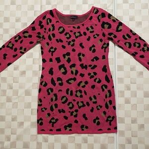 Chic Pink Leopard Print Long Sleeve Top